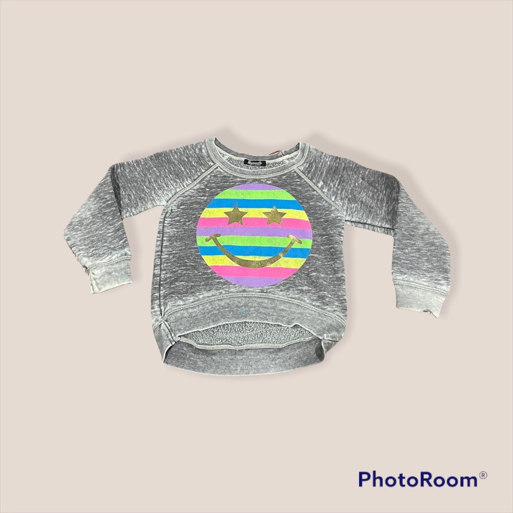 A happy face crew neck, A bit cropped